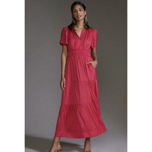 Anthropologie The Somerset Silky Maxi Dress Size Medium in Pink